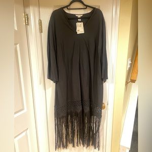 Black maxi dress with fringe bottom